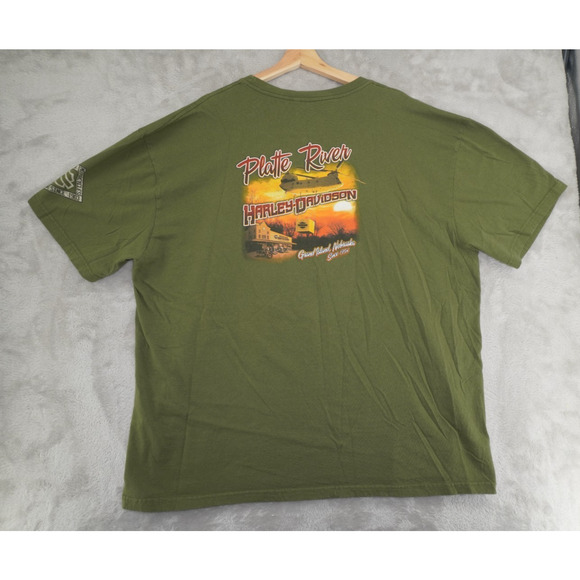 Harley-Davidson Made in USA T-Shirt 3XL Olive Graphic Moto Tee Vintage Style - Picture 6 of 7